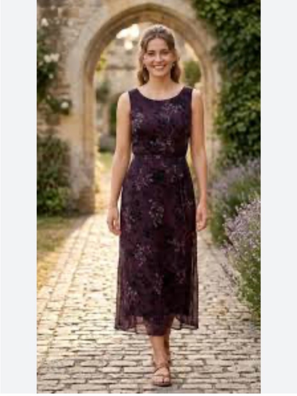 karin stevens Sleeveless Embroidered Midi Dress in Plum